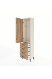 Arges Dolap Tek Raflı 4 Çekmeceli Tek Askılı 44x30x182 - S22M027V3A