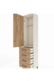 Arges Dolap Tek Raflı 4 Çekmeceli Tek Askılı 44x30x182 - S22M027V3A