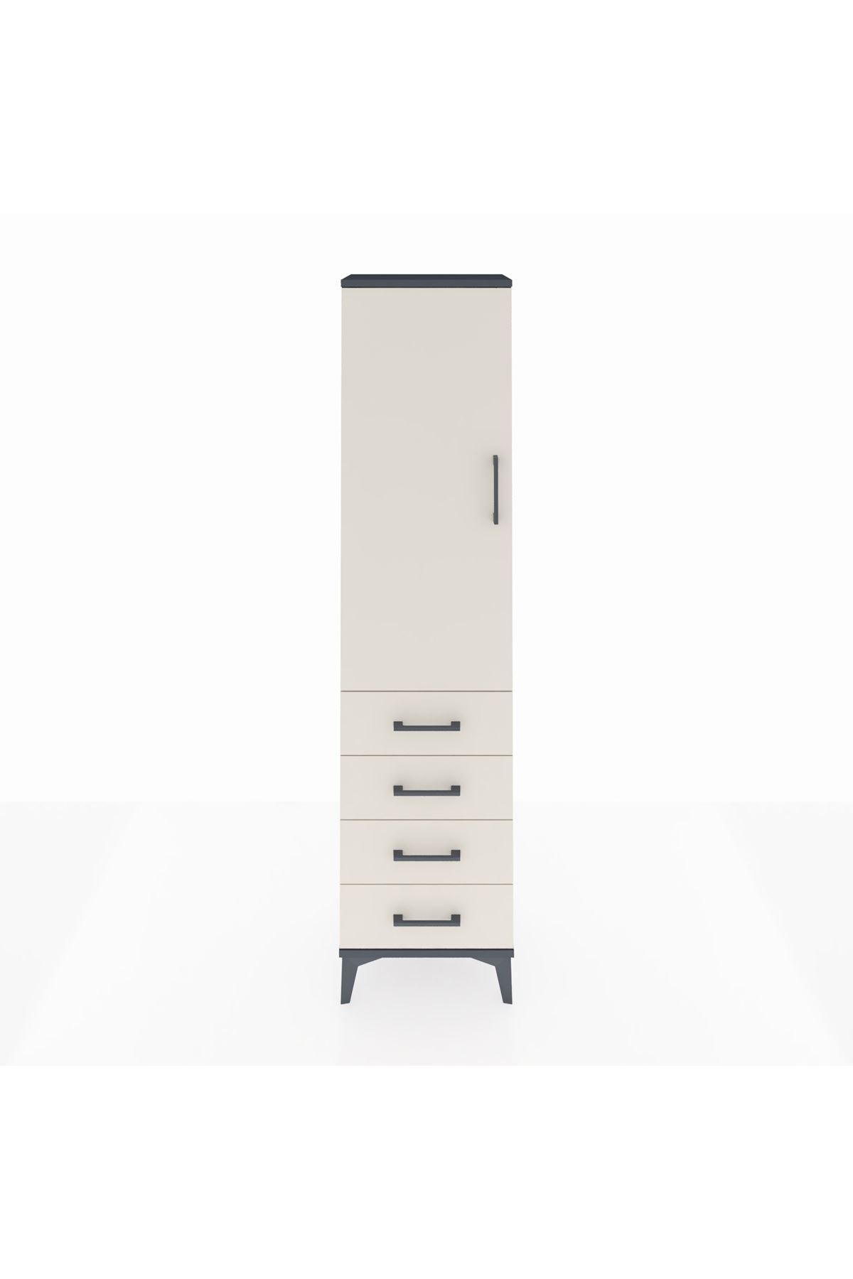 Arges Dolap Tek Raflı 4 Çekmeceli Tek Askılı 44x30x182 - S22M027V4A
