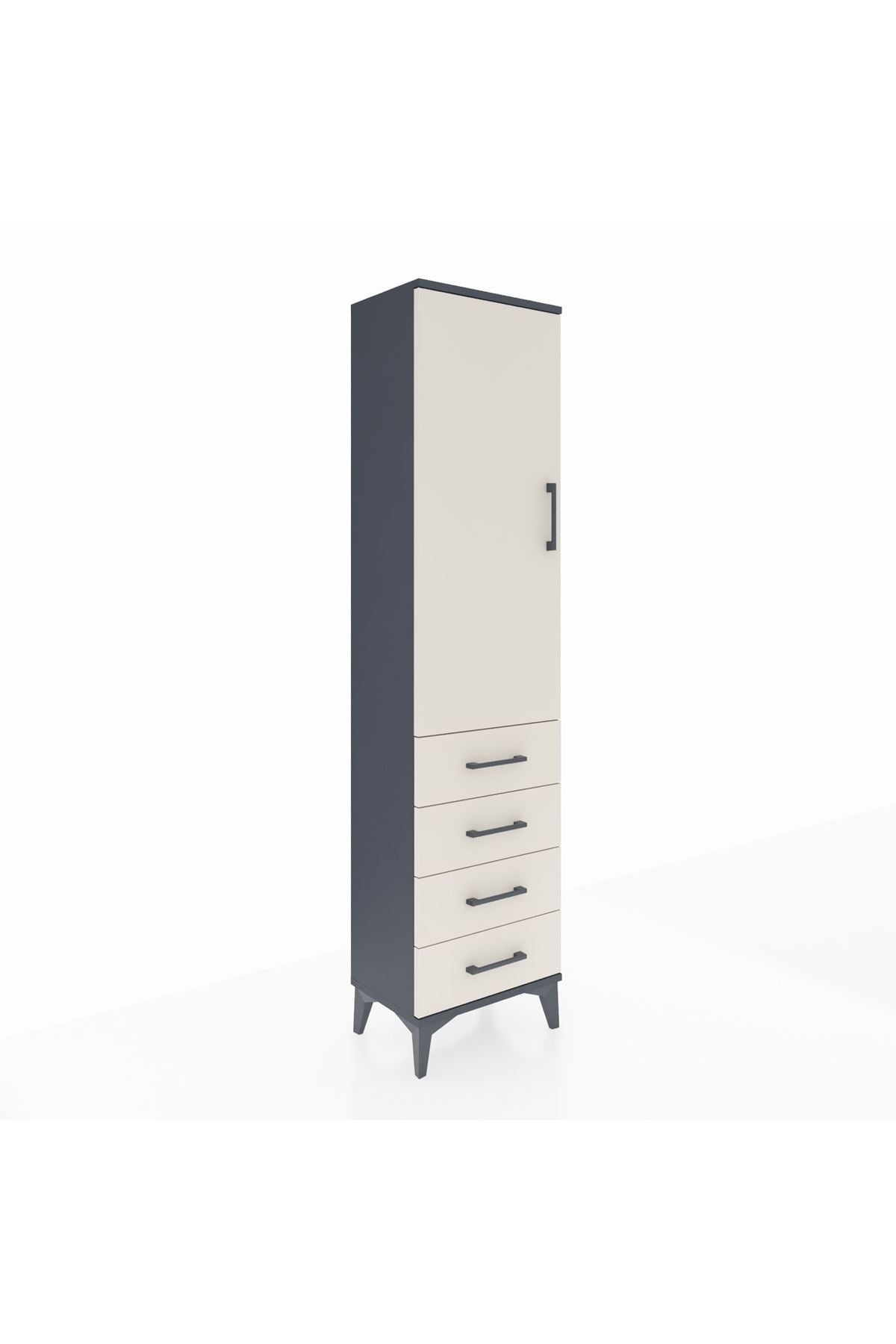 Arges Dolap Tek Raflı 4 Çekmeceli Tek Askılı 44x30x182 - S22M027V4A