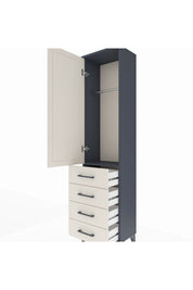 Arges Dolap Tek Raflı 4 Çekmeceli Tek Askılı 44x30x182 - S22M027V4A