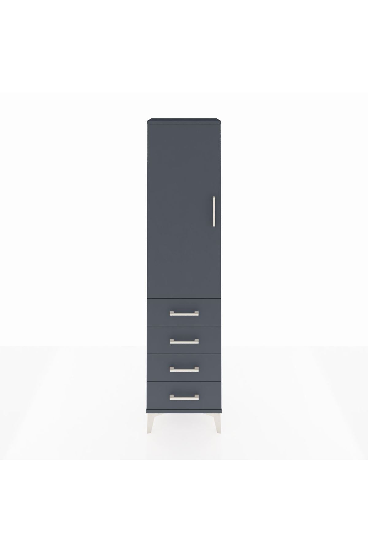 Arges Dolap Tek Raflı 4 Çekmeceli Tek Askılı 44x30x182 - S22M027V5A