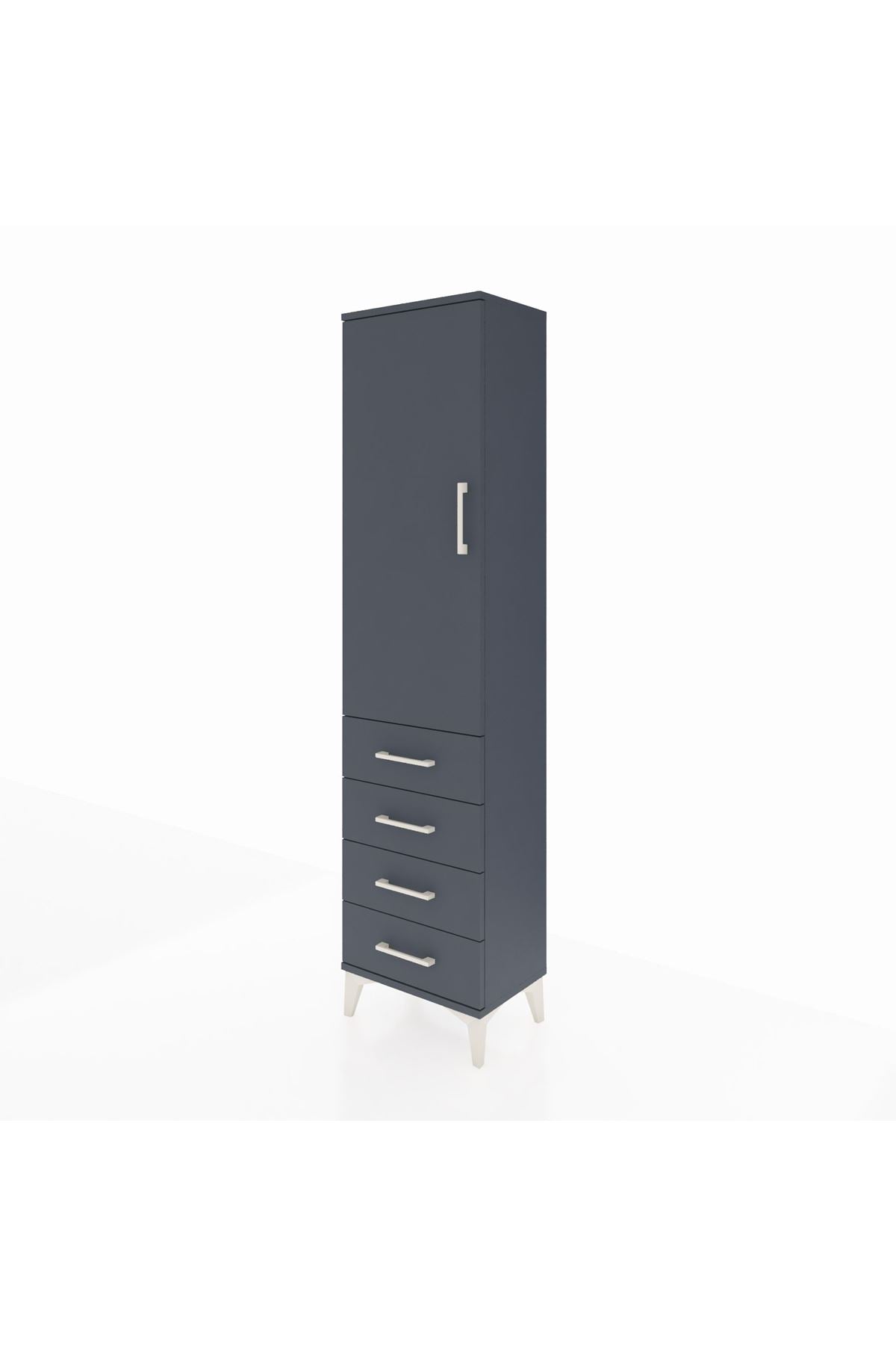 Arges Dolap Tek Raflı 4 Çekmeceli Tek Askılı 44x30x182 - S22M027V5A