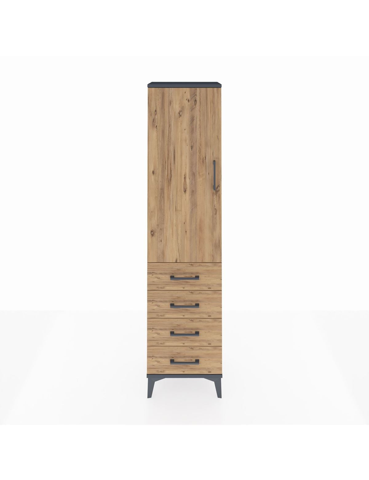 Arges Dolap Tek Raflı 4 Çekmeceli Tek Askılı 44x30x182 - S22M027V6A