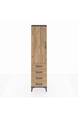 Arges Dolap Tek Raflı 4 Çekmeceli Tek Askılı 44x30x182