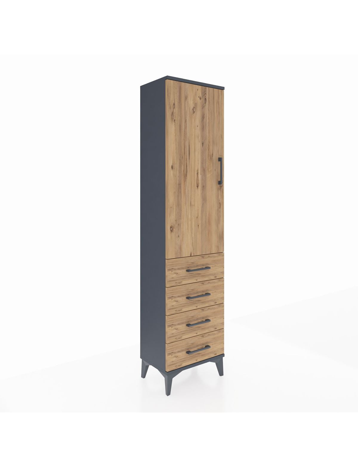 Arges Dolap Tek Raflı 4 Çekmeceli Tek Askılı 44x30x182 - S22M027V6A