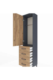 Arges Dolap Tek Raflı 4 Çekmeceli Tek Askılı 44x30x182 - S22M027V6A