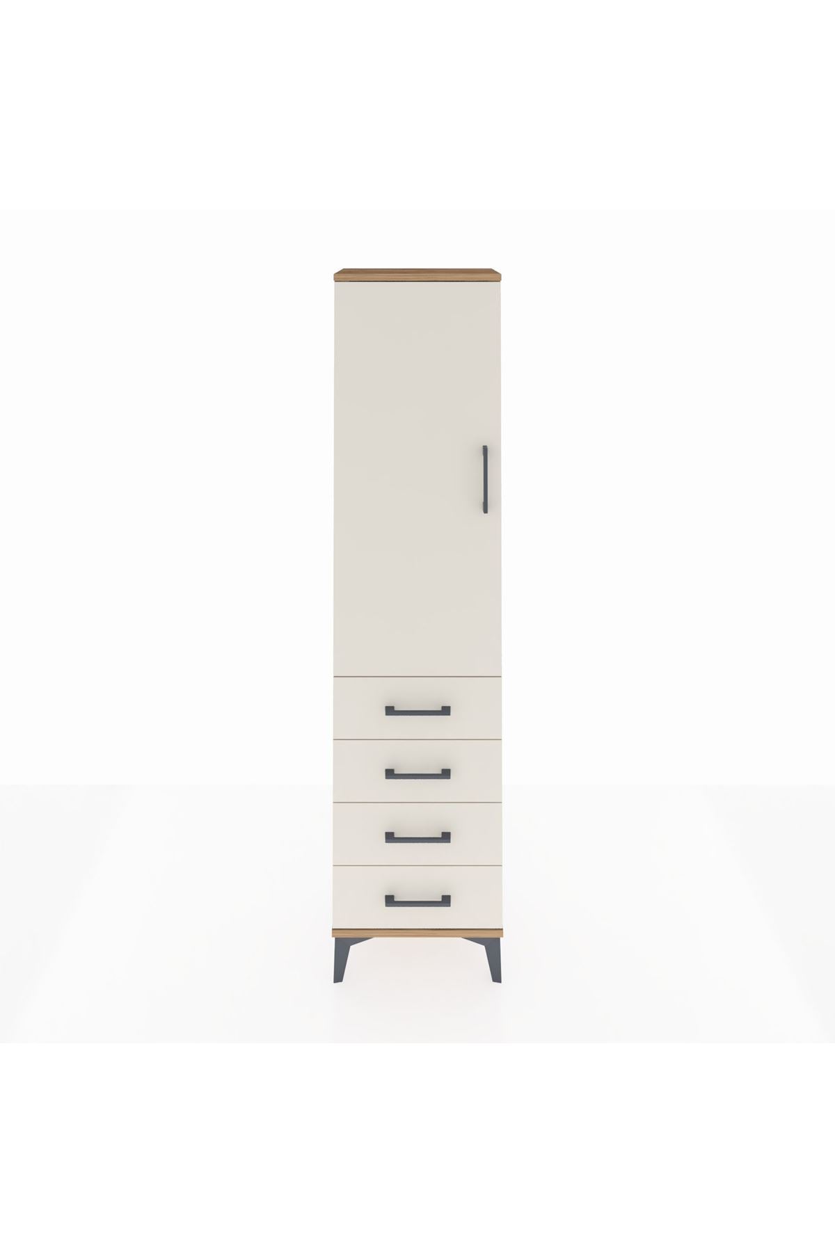 Arges Dolap Tek Raflı 4 Çekmeceli Tek Askılı 44x30x182 - S22M027V7A
