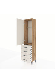 Arges Dolap Tek Raflı 4 Çekmeceli Tek Askılı 44x30x182 - S22M027V7A