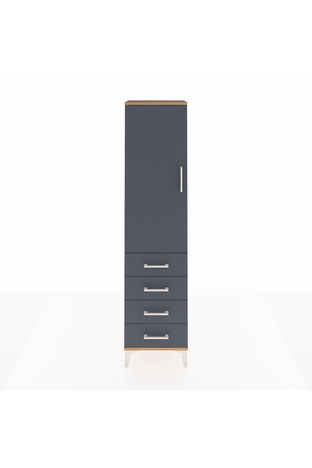 Arges Dolap Tek Raflı 4 Çekmeceli Tek Askılı 44x30x182 - S22M027V8A