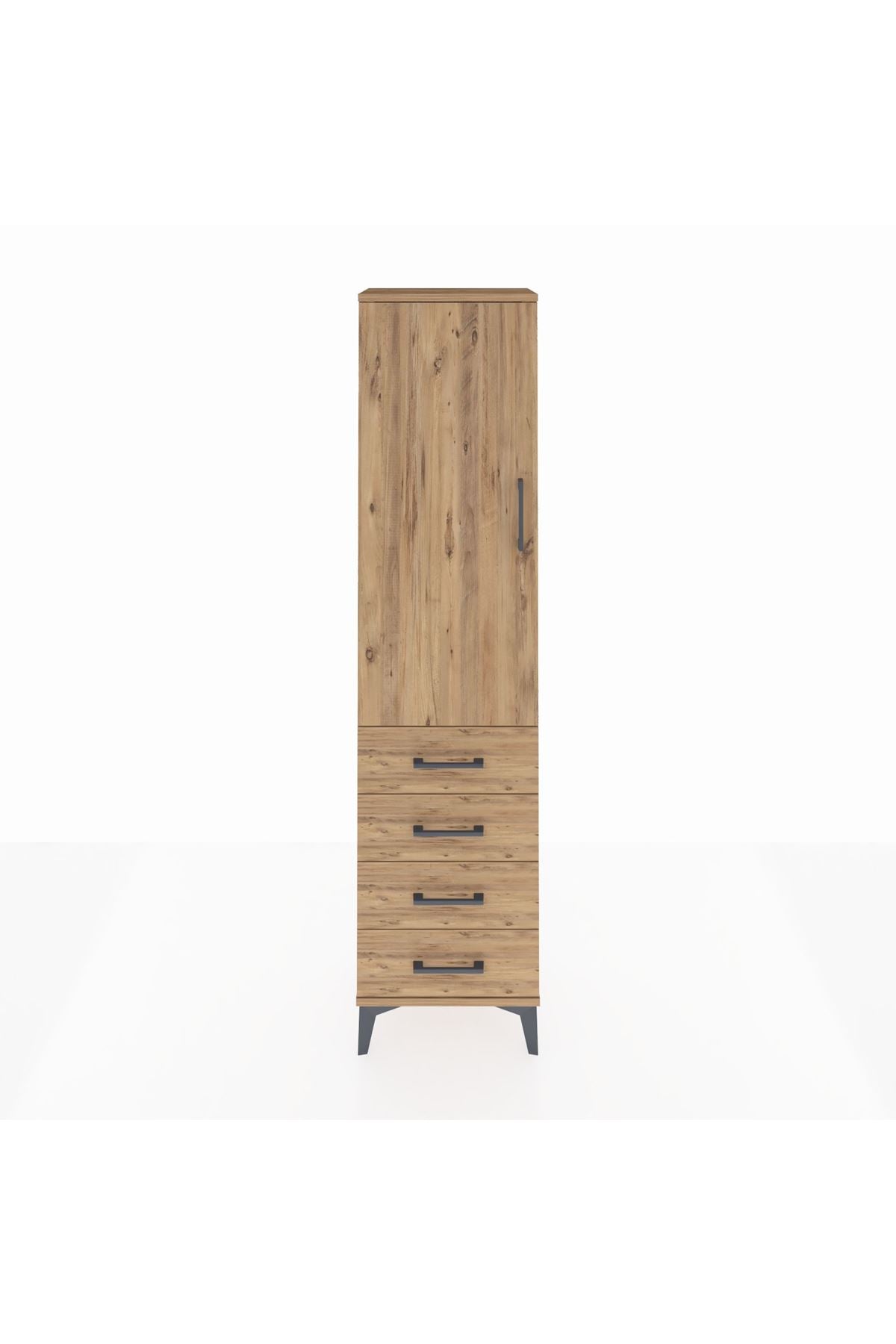 Arges Dolap Tek Raflı 4 Çekmeceli Tek Askılı 44x30x182 - S22M027V9A