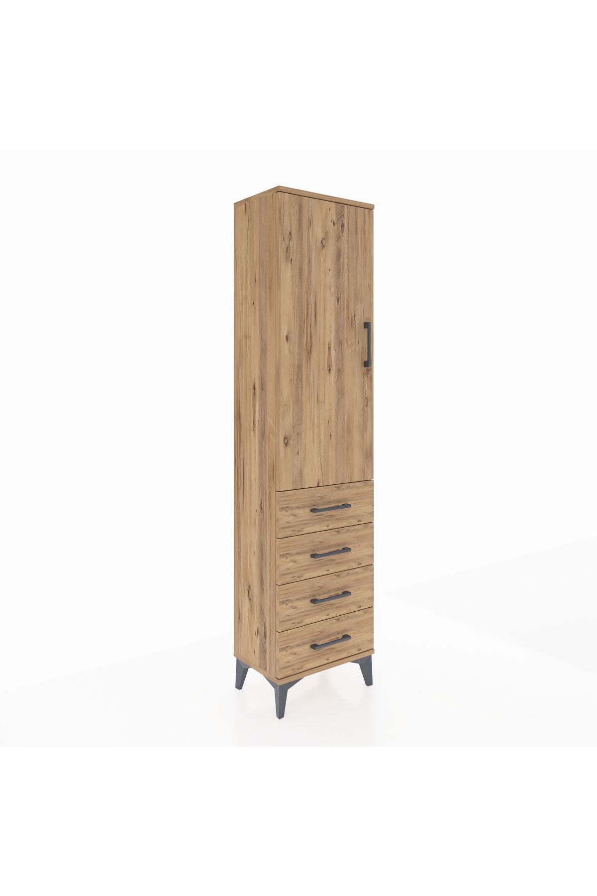Arges Dolap Tek Raflı 4 Çekmeceli Tek Askılı 44x30x182 - S22M027V9A