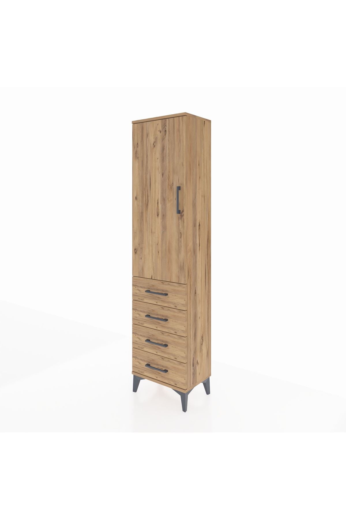 Arges Dolap Tek Raflı 4 Çekmeceli Tek Askılı 44x30x182 - S22M027V9A