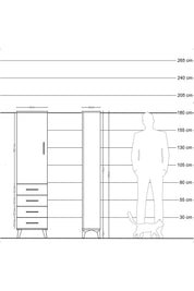 Arges Dolap Tek Raflı 4 Çekmeceli Tek Askılı 44x30x182 - S22M027V9A