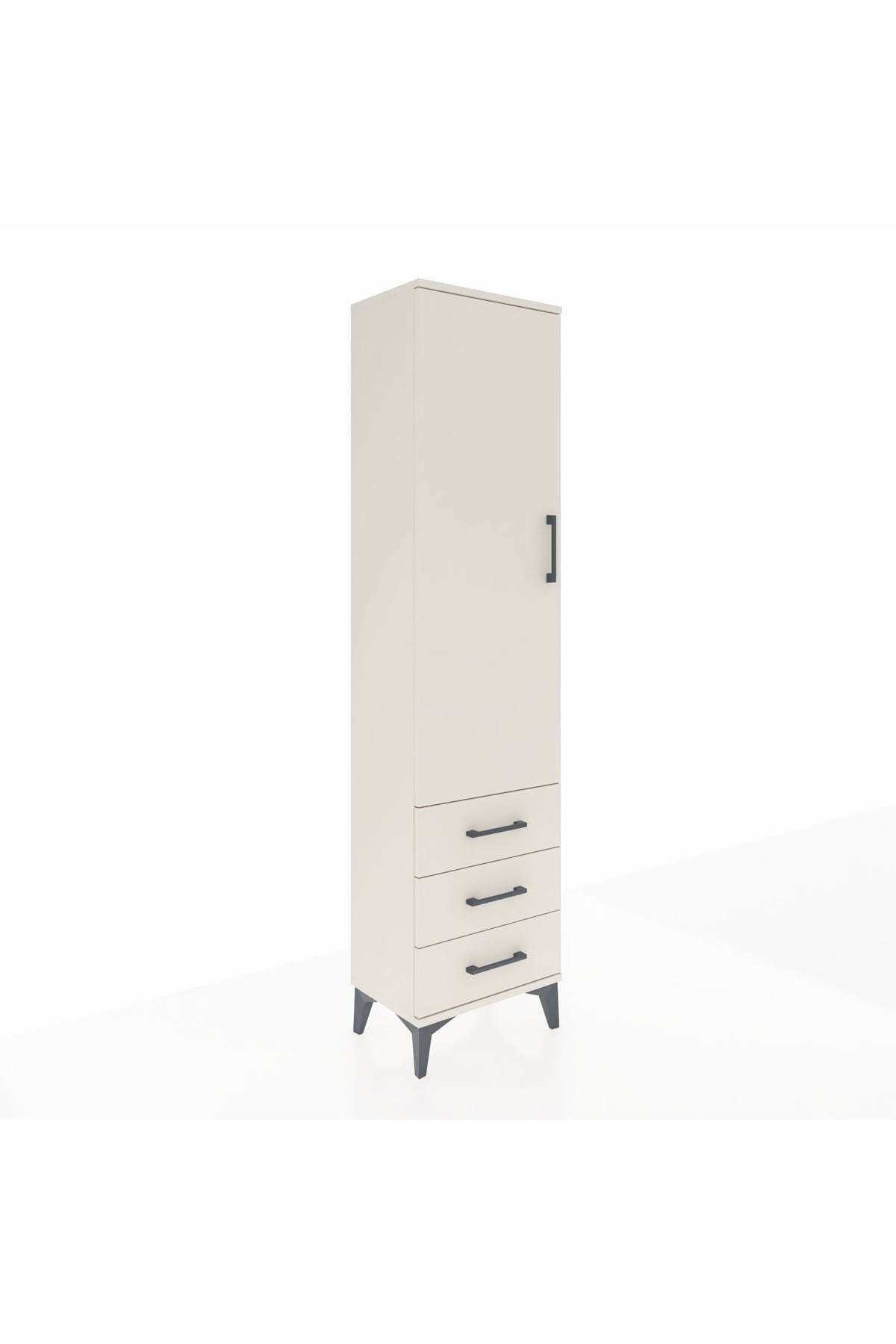 Arges Dolap Tek Raflı 3 Çekmeceli Tek Askılı 44x30x182 - S22M028V1A
