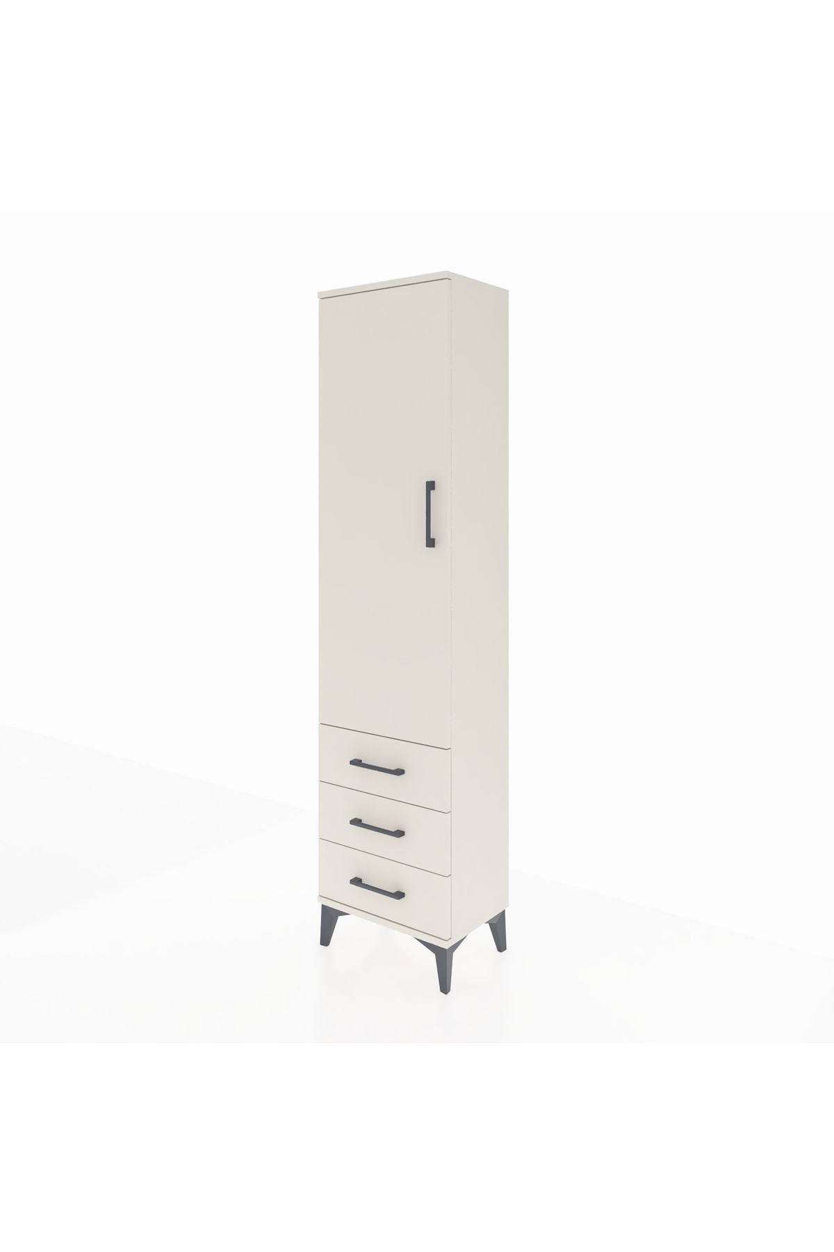 Arges Dolap Tek Raflı 3 Çekmeceli Tek Askılı 44x30x182 - S22M028V1A