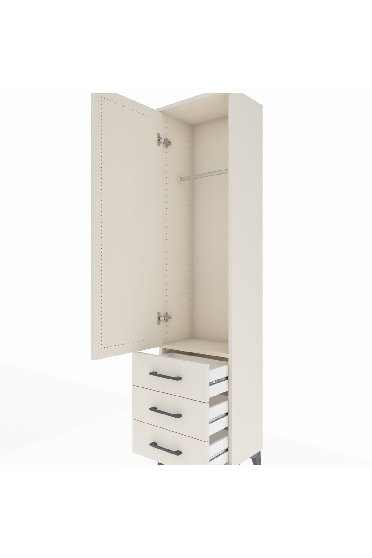 Arges Dolap Tek Raflı 3 Çekmeceli Tek Askılı 44x30x182 - S22M028V1A