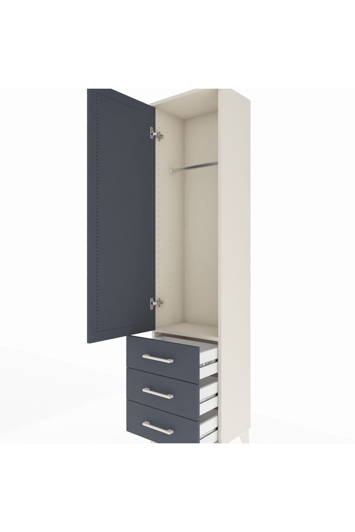 Arges Dolap Tek Raflı 3 Çekmeceli Tek Askılı 44x30x182 - S22M028V2A