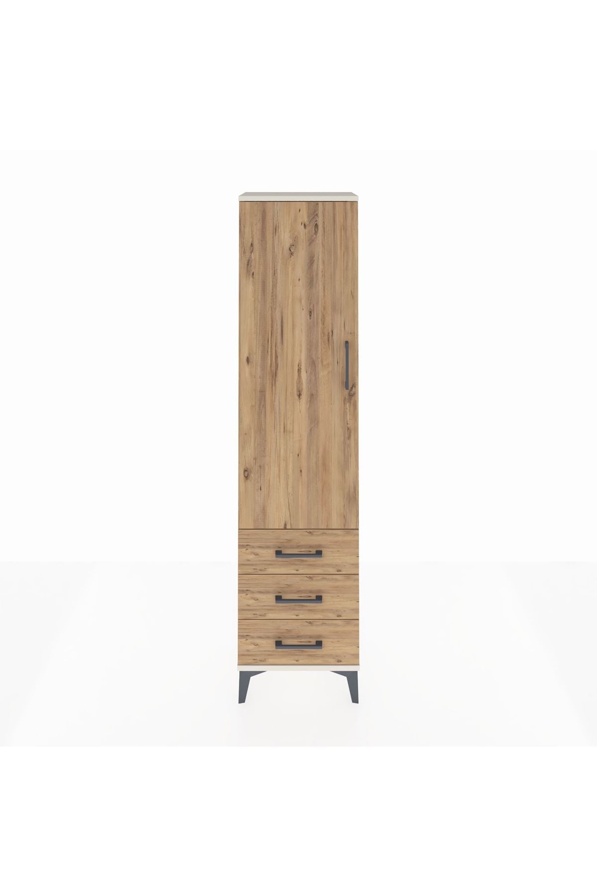 Arges Dolap Tek Raflı 3 Çekmeceli Tek Askılı 44x30x182 - S22M028V3A