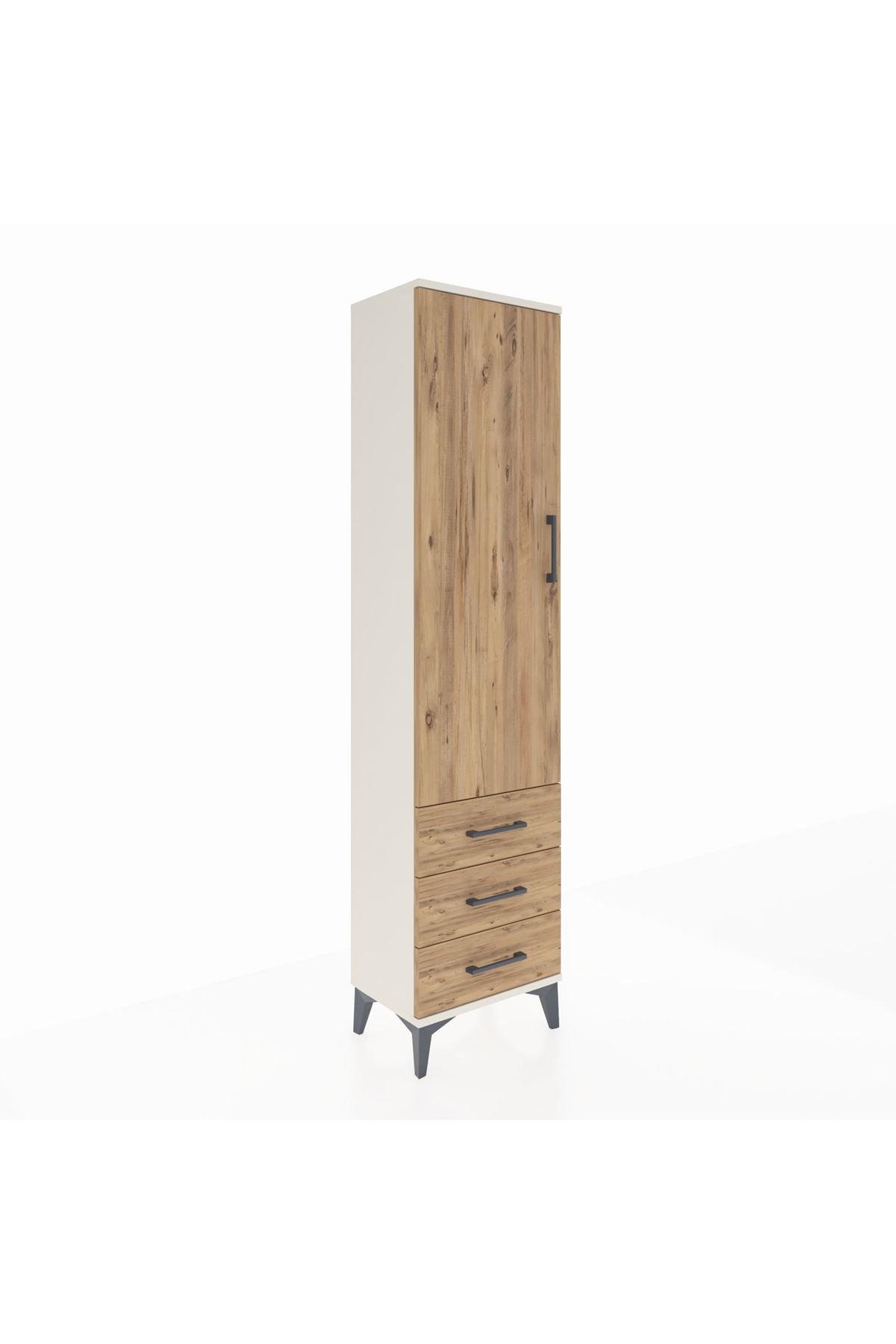 Arges Dolap Tek Raflı 3 Çekmeceli Tek Askılı 44x30x182 - S22M028V3A