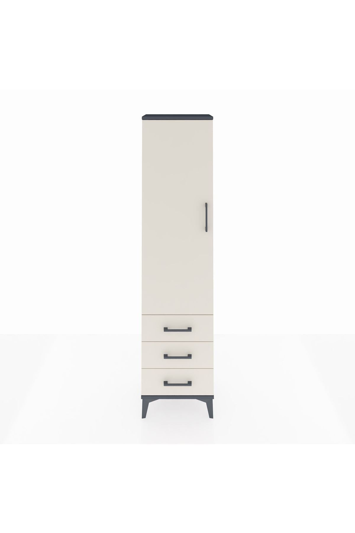 Arges Dolap Tek Raflı 3 Çekmeceli Tek Askılı 44x30x182 - S22M028V4A