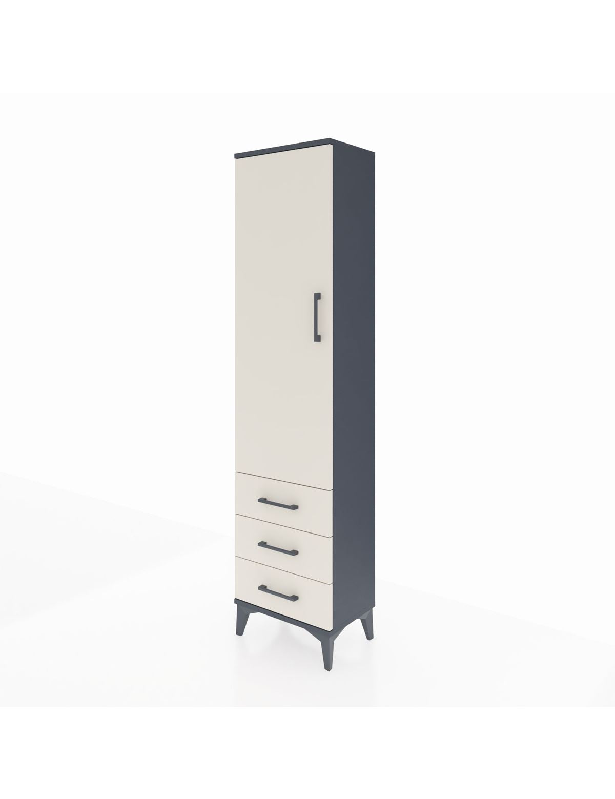 Arges Dolap Tek Raflı 3 Çekmeceli Tek Askılı 44x30x182 - S22M028V4A