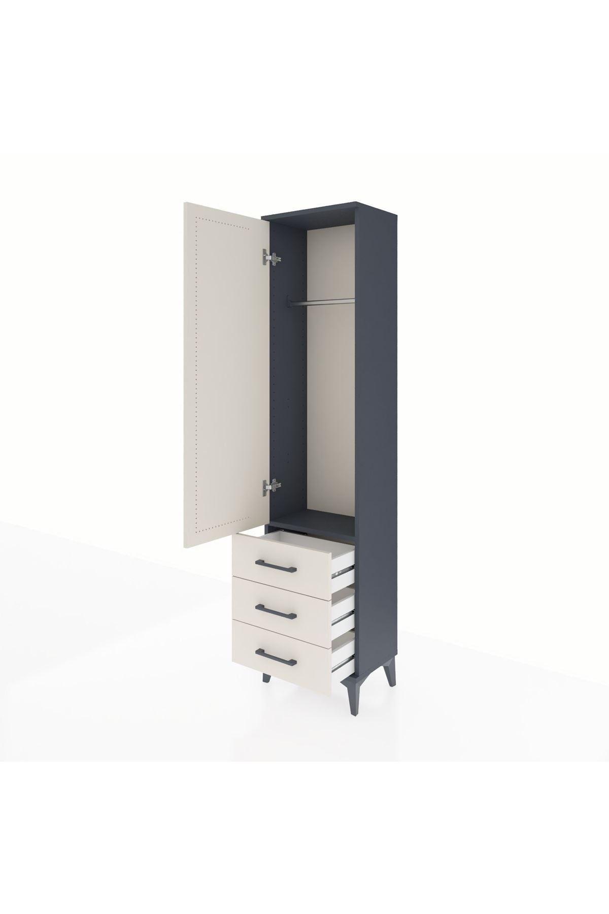Arges Dolap Tek Raflı 3 Çekmeceli Tek Askılı 44x30x182 - S22M028V4A