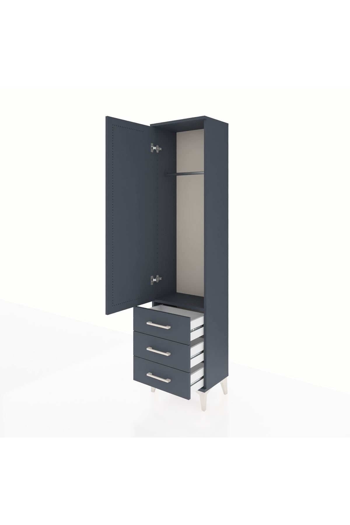 Arges Dolap Tek Raflı 3 Çekmeceli Tek Askılı 44x30x182 - S22M028V5A