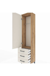 Arges Dolap Tek Raflı 3 Çekmeceli Tek Askılı 44x30x182 - S22M028V7A
