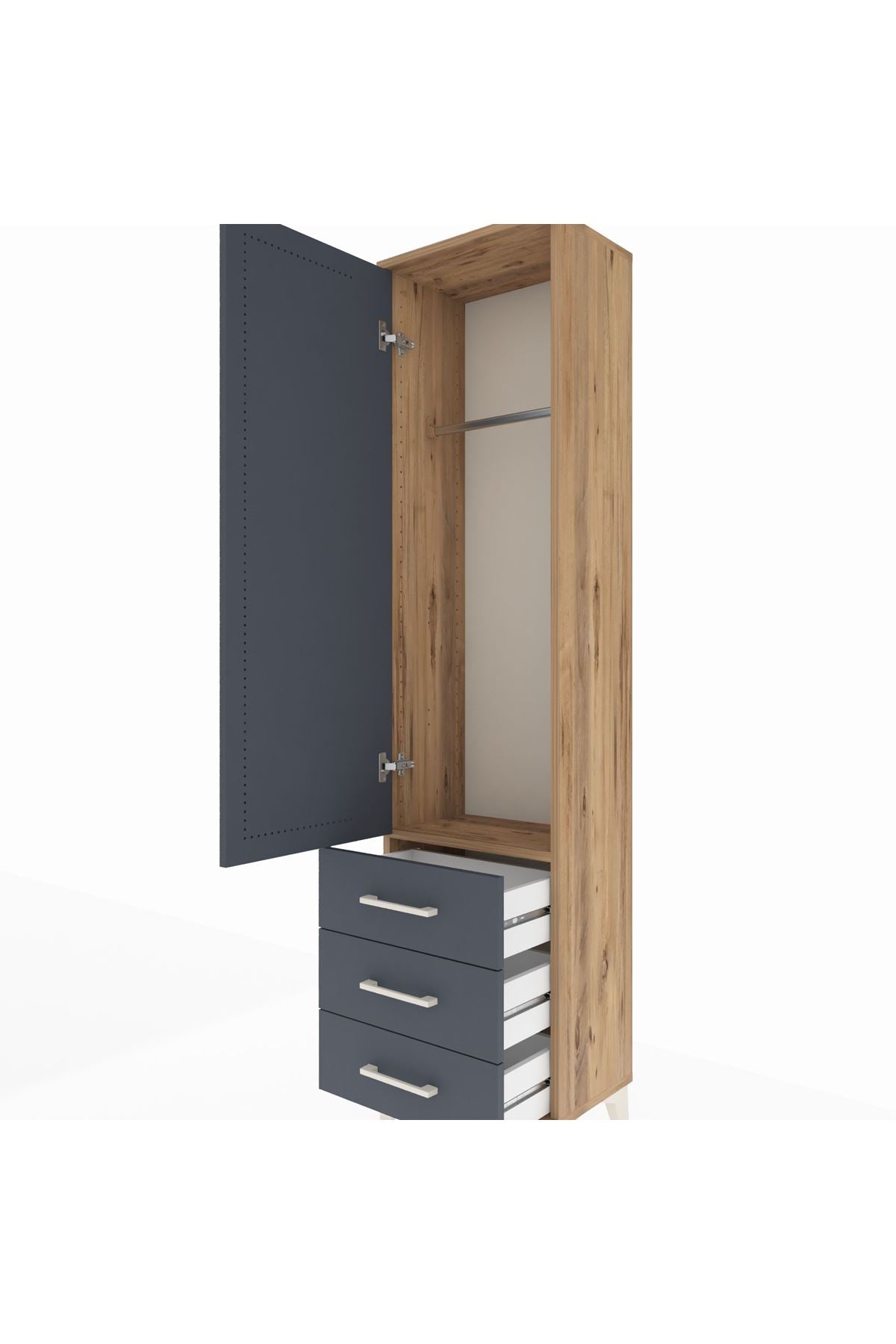 Arges Dolap Tek Raflı 3 Çekmeceli Tek Askılı 44x30x182 - S22M028V8A