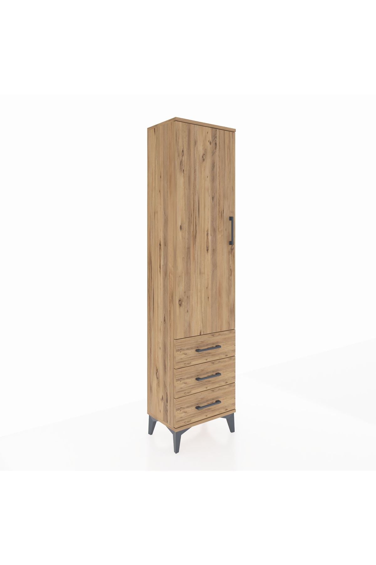 Arges Dolap Tek Raflı 3 Çekmeceli Tek Askılı 44x30x182 - S22M028V9A