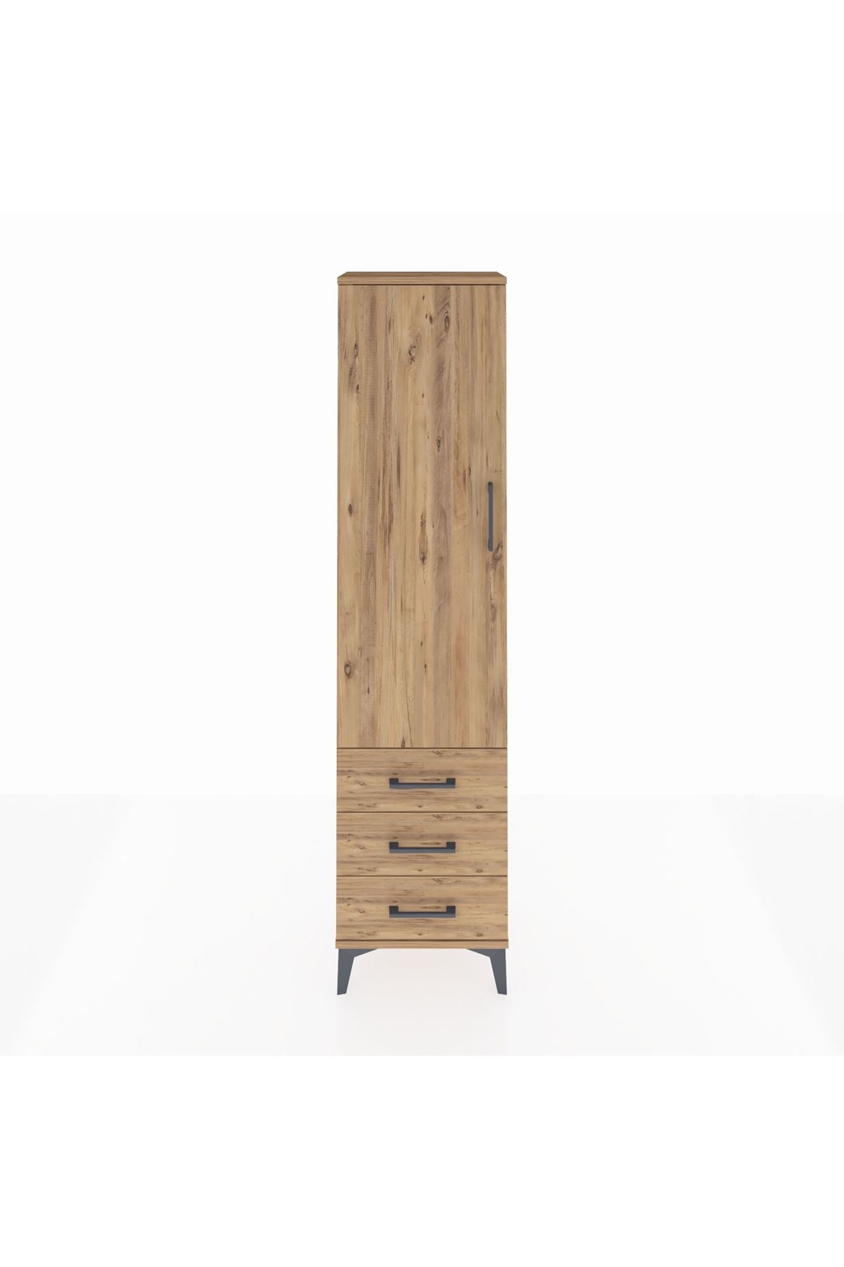 Arges Dolap Tek Raflı 3 Çekmeceli Tek Askılı 44x30x182 - S22M028V9A