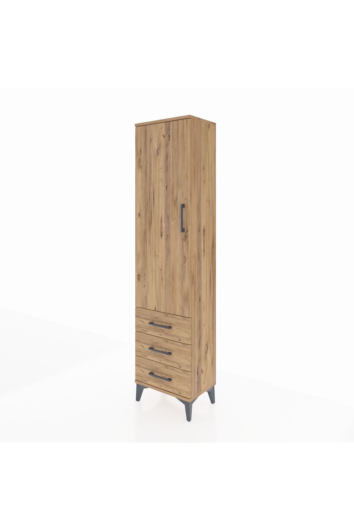 Arges Dolap Tek Raflı 3 Çekmeceli Tek Askılı 44x30x182 - S22M028V9A