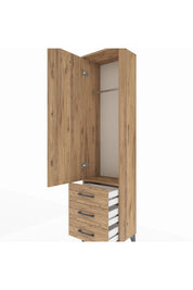 Arges Dolap Tek Raflı 3 Çekmeceli Tek Askılı 44x30x182 - S22M028V9A