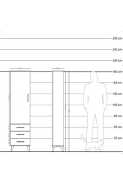 Arges Dolap Tek Raflı 3 Çekmeceli Tek Askılı 44x30x182 - S22M028V9A