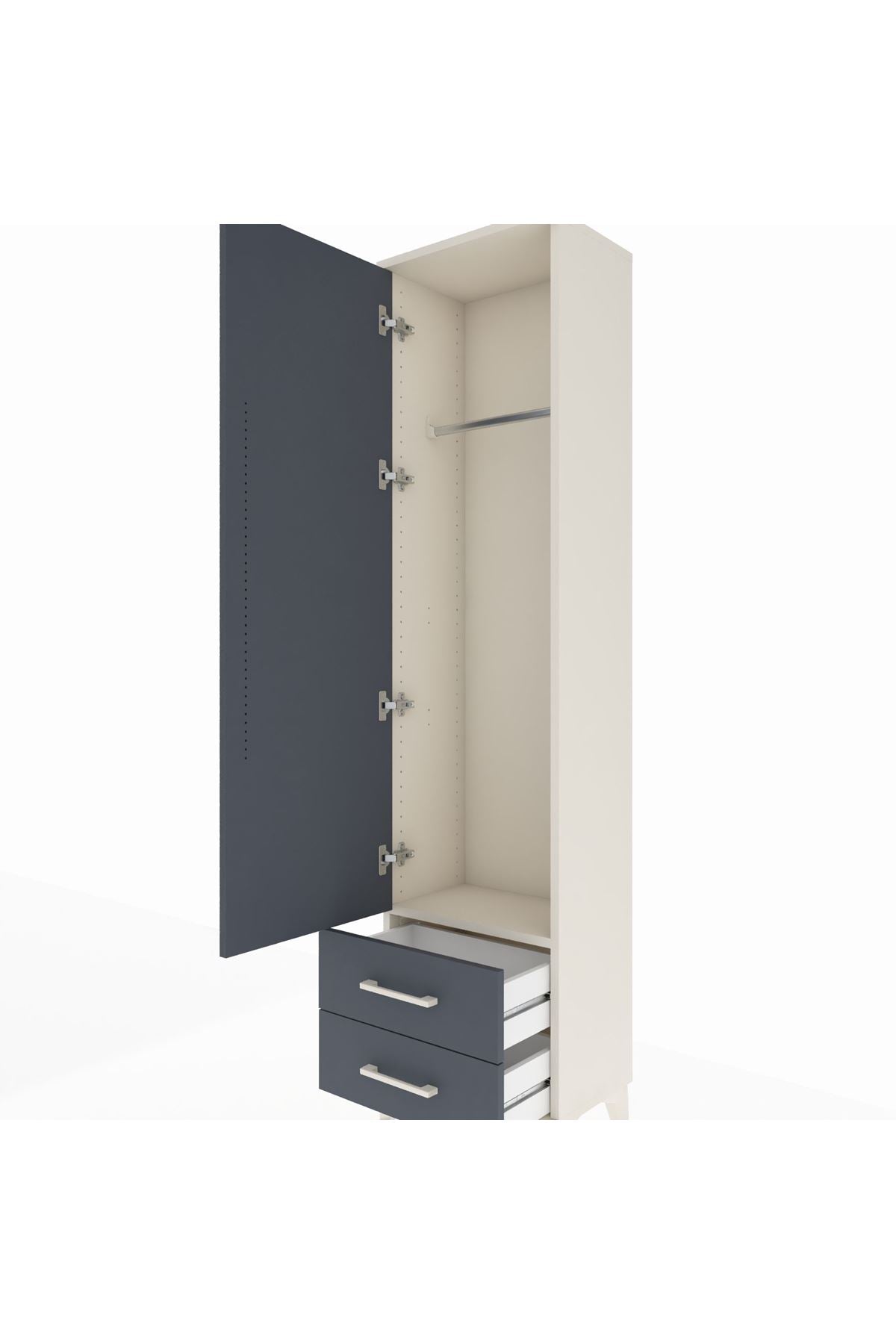 Arges Dolap Tek Raflı 2 Çekmeceli Tek Askılı 44x30x182 - S22M029V2A