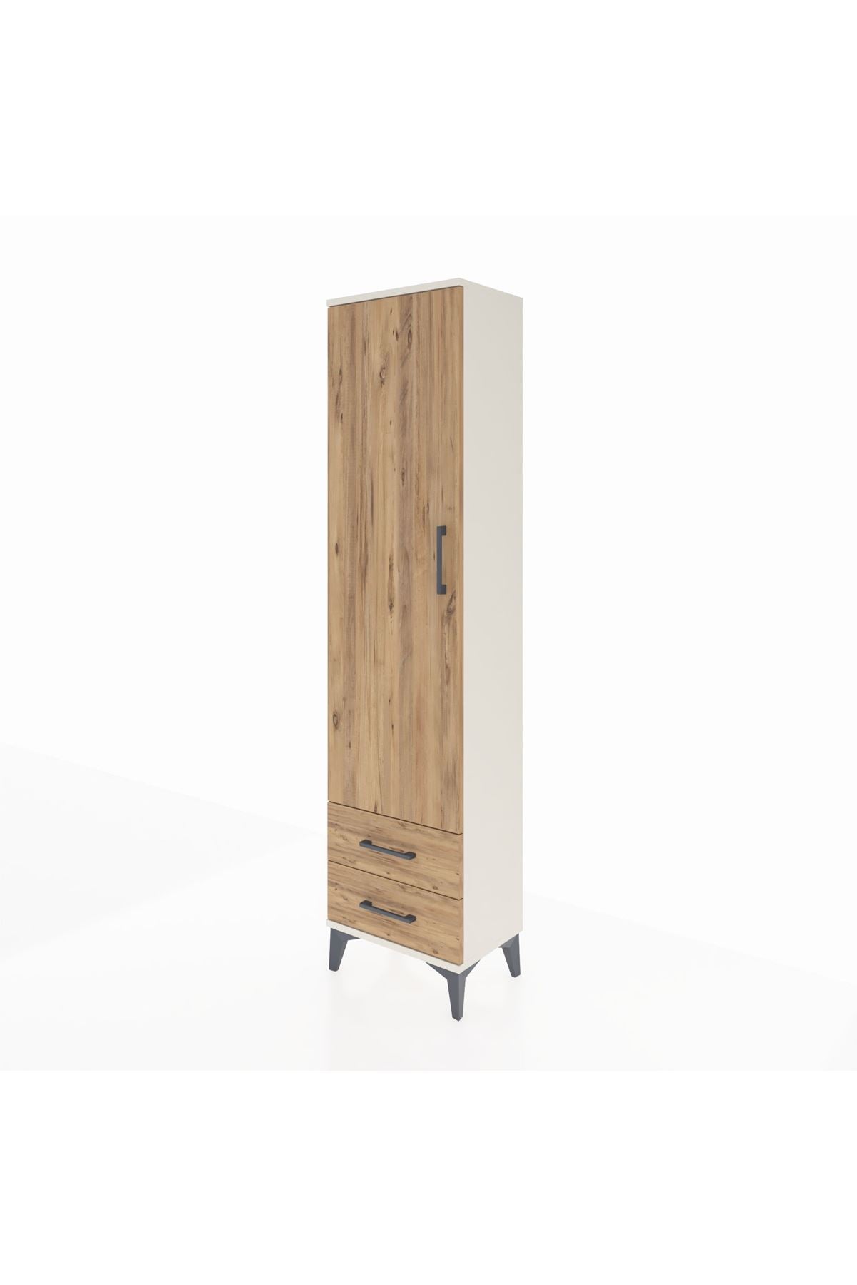 Arges Dolap Tek Raflı 2 Çekmeceli Tek Askılı 44x30x182 - S22M029V3A