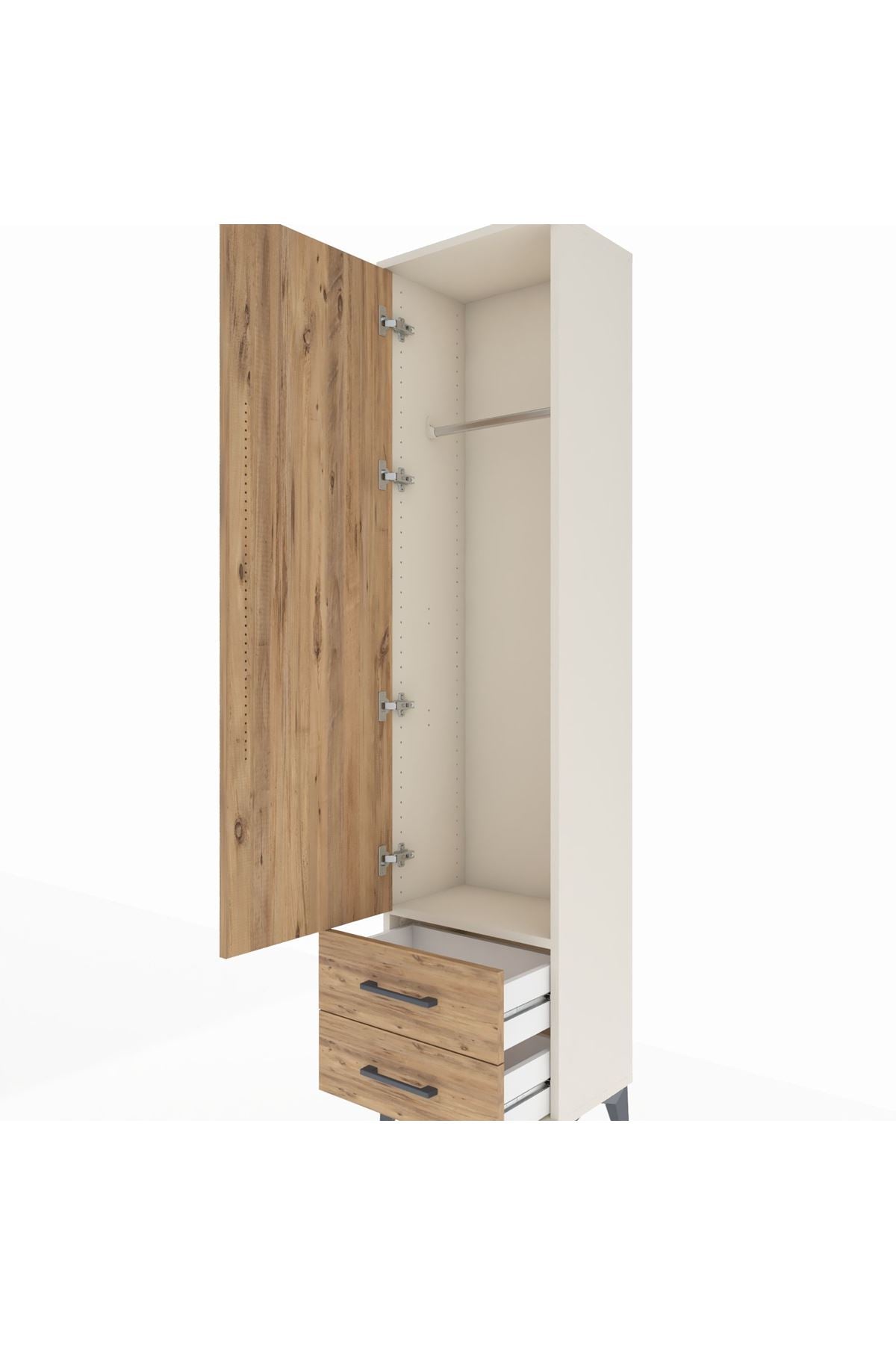 Arges Dolap Tek Raflı 2 Çekmeceli Tek Askılı 44x30x182 - S22M029V3A