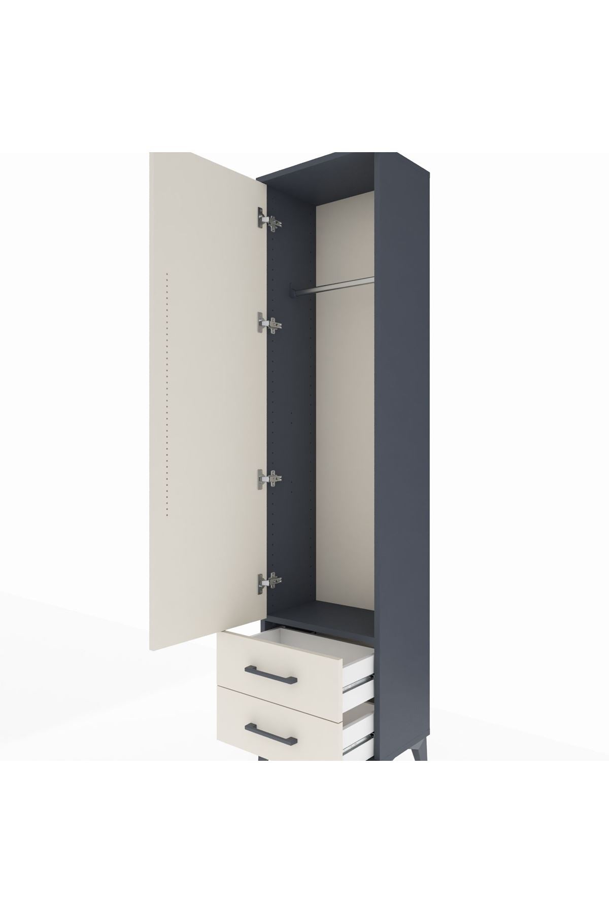 Arges Dolap Tek Raflı 2 Çekmeceli Tek Askılı 44x30x182 - S22M029V4A