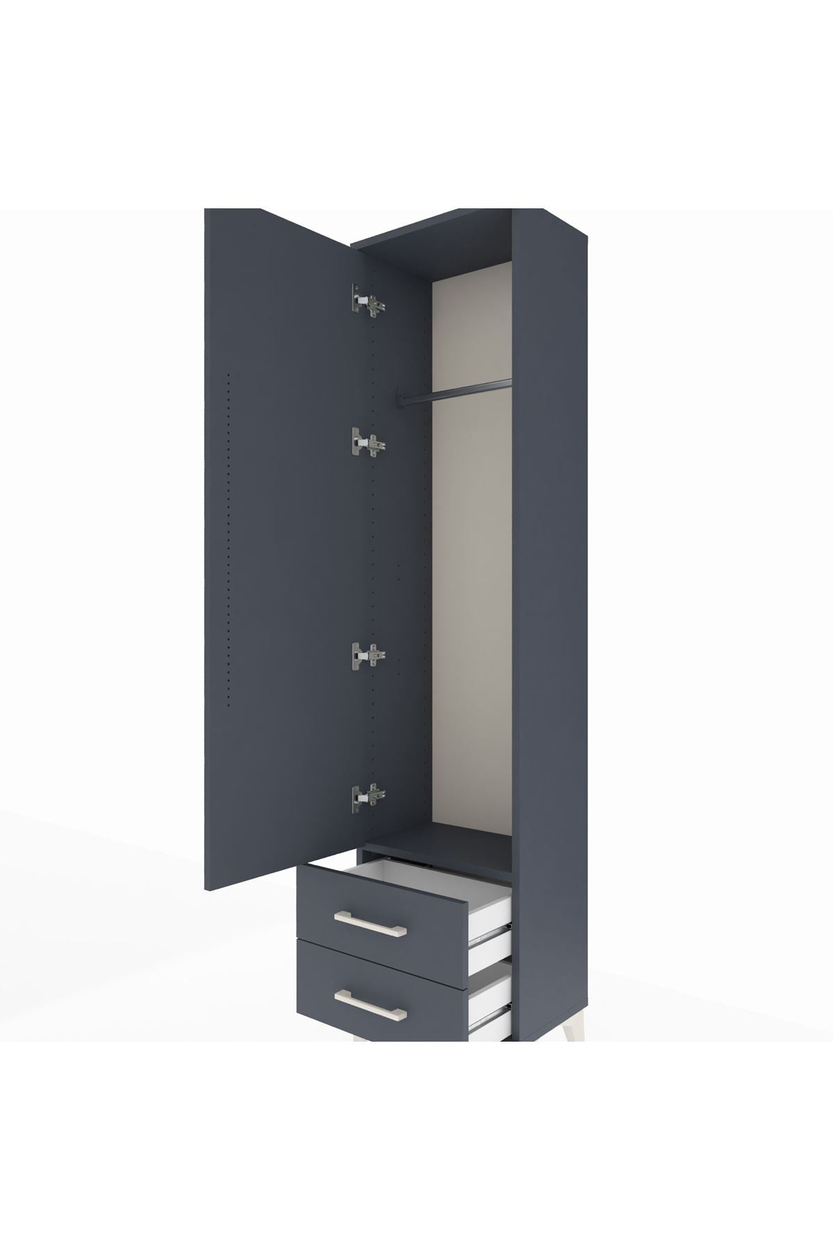 Arges Dolap Tek Raflı 2 Çekmeceli Tek Askılı 44x30x182 - S22M029V5A