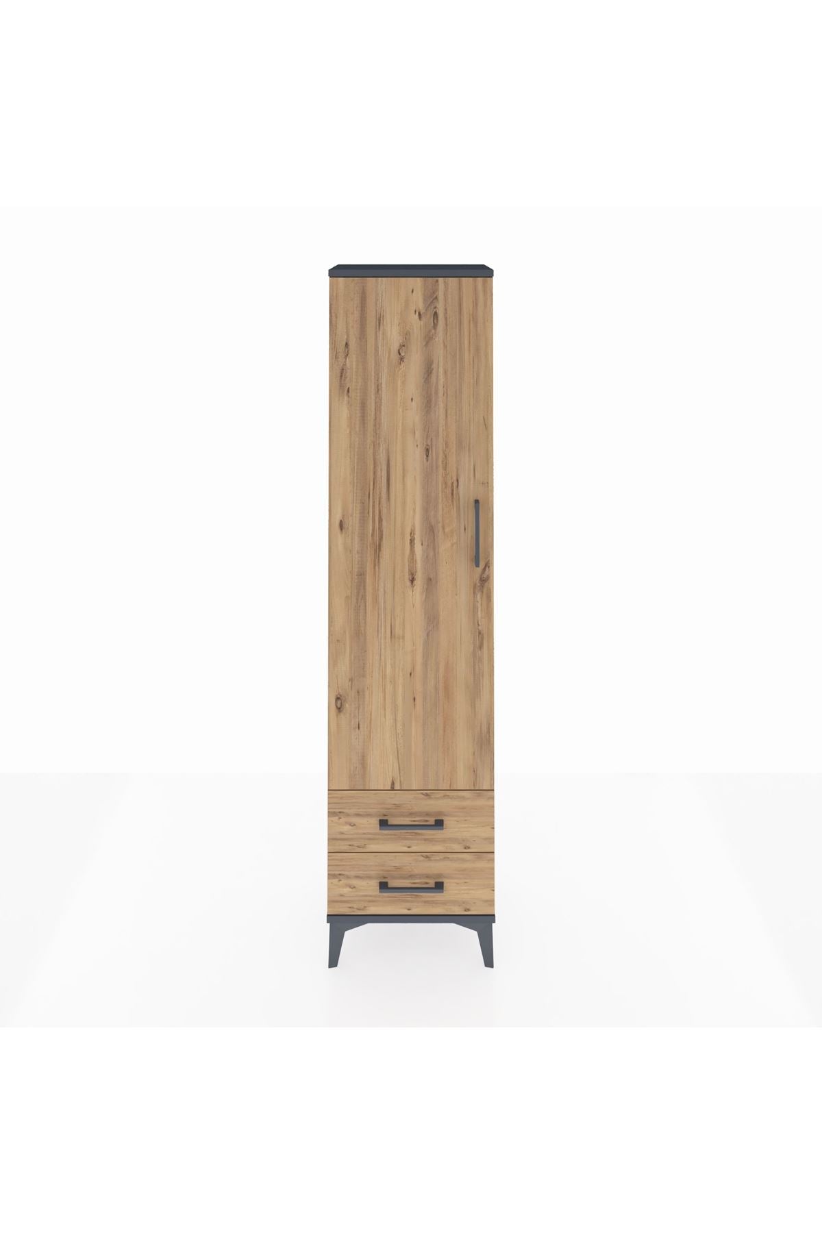 Arges Dolap Tek Raflı 2 Çekmeceli Tek Askılı 44x30x182 - S22M029V6A