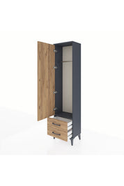Arges Dolap Tek Raflı 2 Çekmeceli Tek Askılı 44x30x182 - S22M029V6A