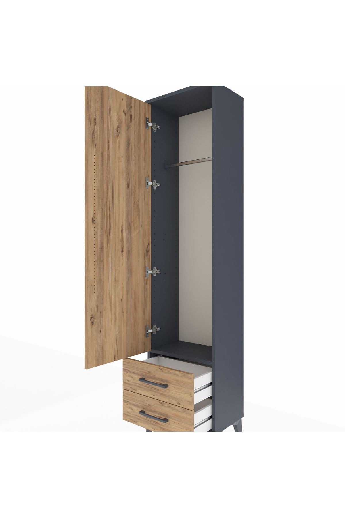Arges Dolap Tek Raflı 2 Çekmeceli Tek Askılı 44x30x182 - S22M029V6A
