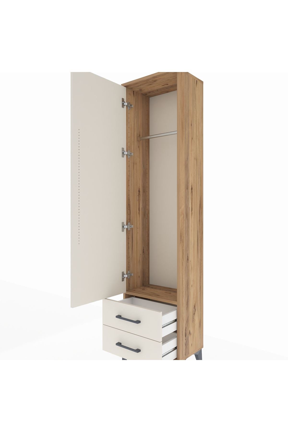 Arges Dolap Tek Raflı 2 Çekmeceli Tek Askılı 44x30x182 - S22M029V7A