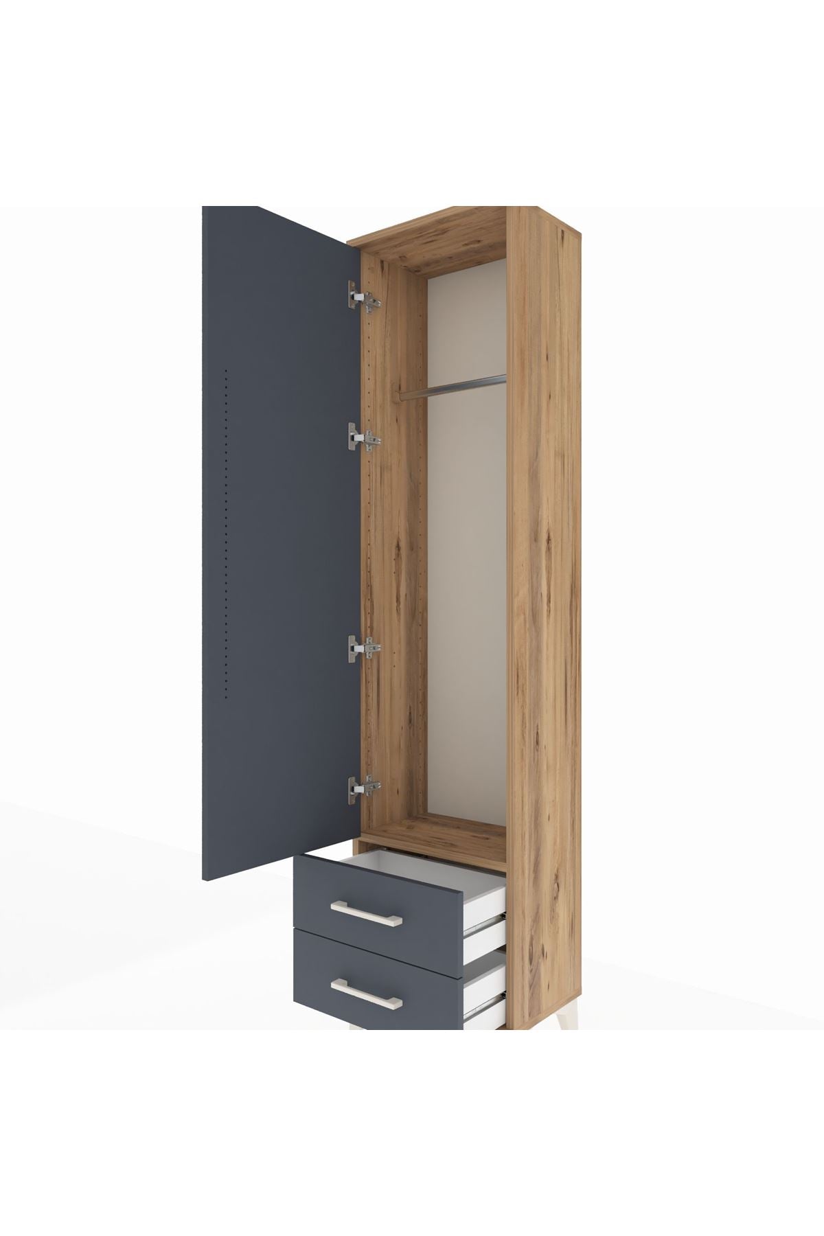 Arges Dolap Tek Raflı 2 Çekmeceli Tek Askılı 44x30x182 - S22M029V8A