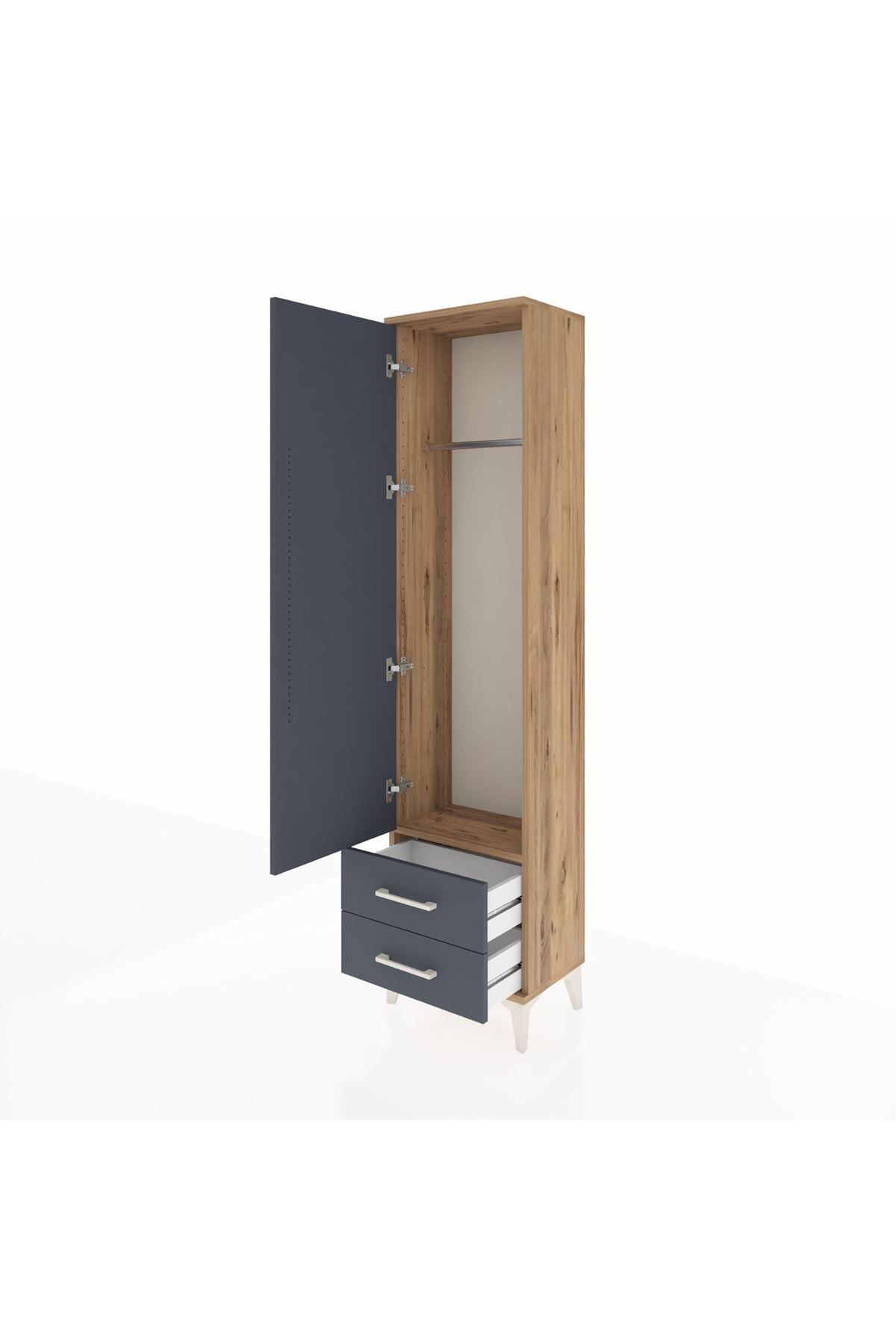Arges Dolap Tek Raflı 2 Çekmeceli Tek Askılı 44x30x182 - S22M029V8A