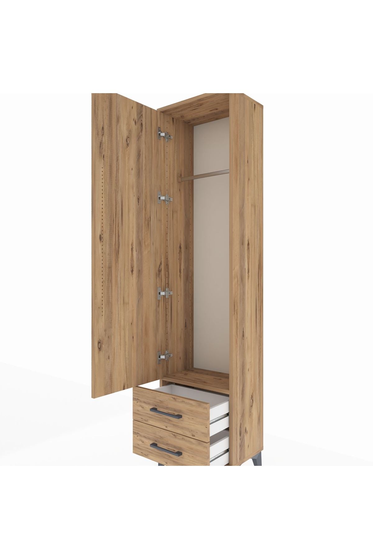 Arges Dolap Tek Raflı 2 Çekmeceli Tek Askılı 44x30x182 - S22M029V9A