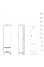 Arges Dolap Tek Raflı 2 Çekmeceli Tek Askılı 44x30x182 - S22M029V9A