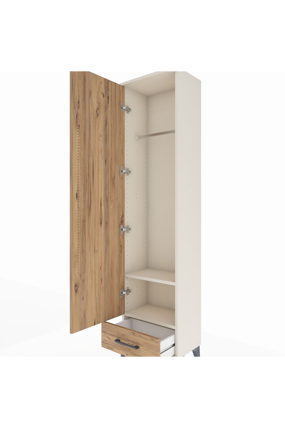 Arges Dolap 2 Raflı Tek Çekmeceli Tek Askılı 44x30x182 - S22M030V3A