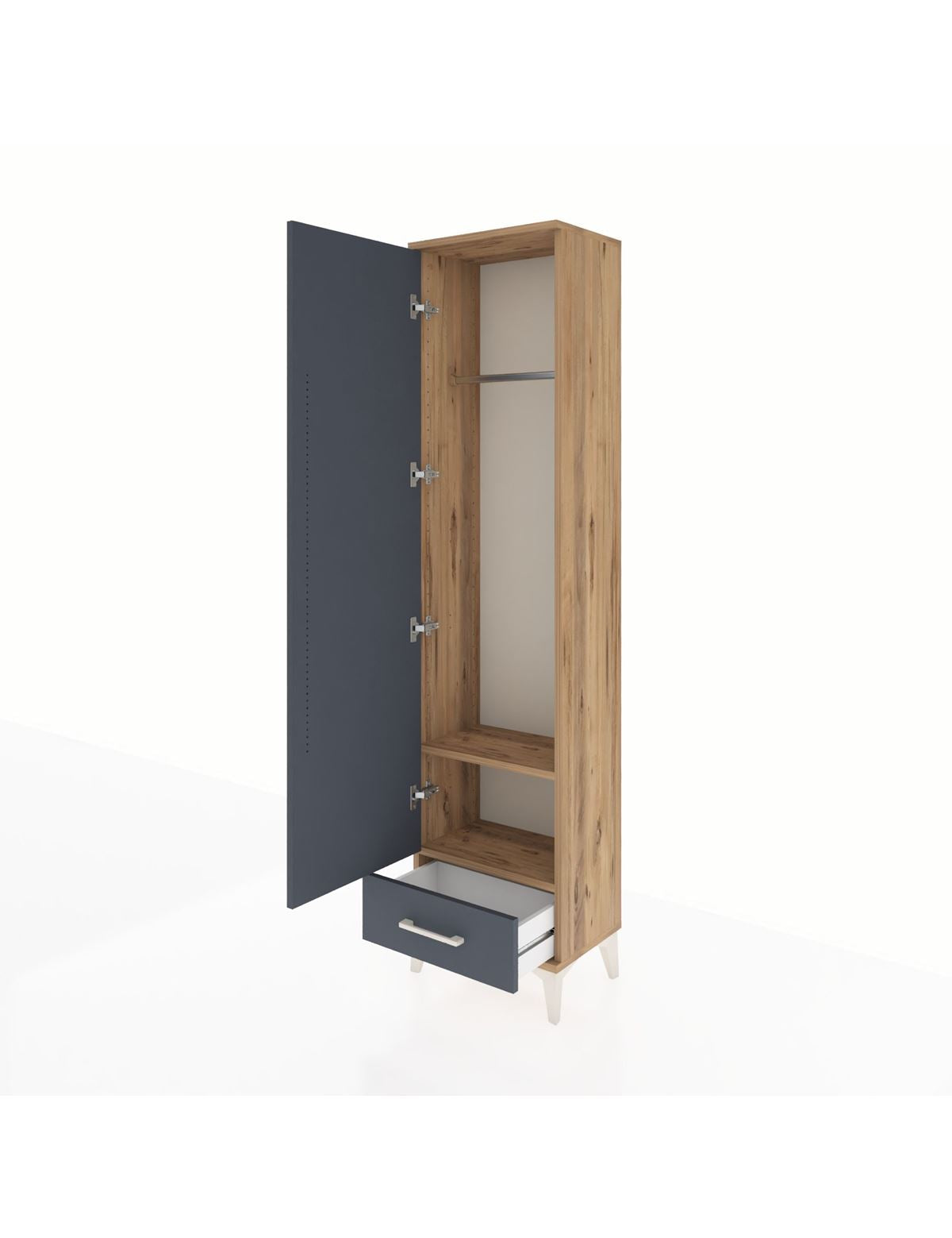 Arges Dolap 2 Raflı Tek Çekmeceli Tek Askılı 44x30x182 - S22M030V8A
